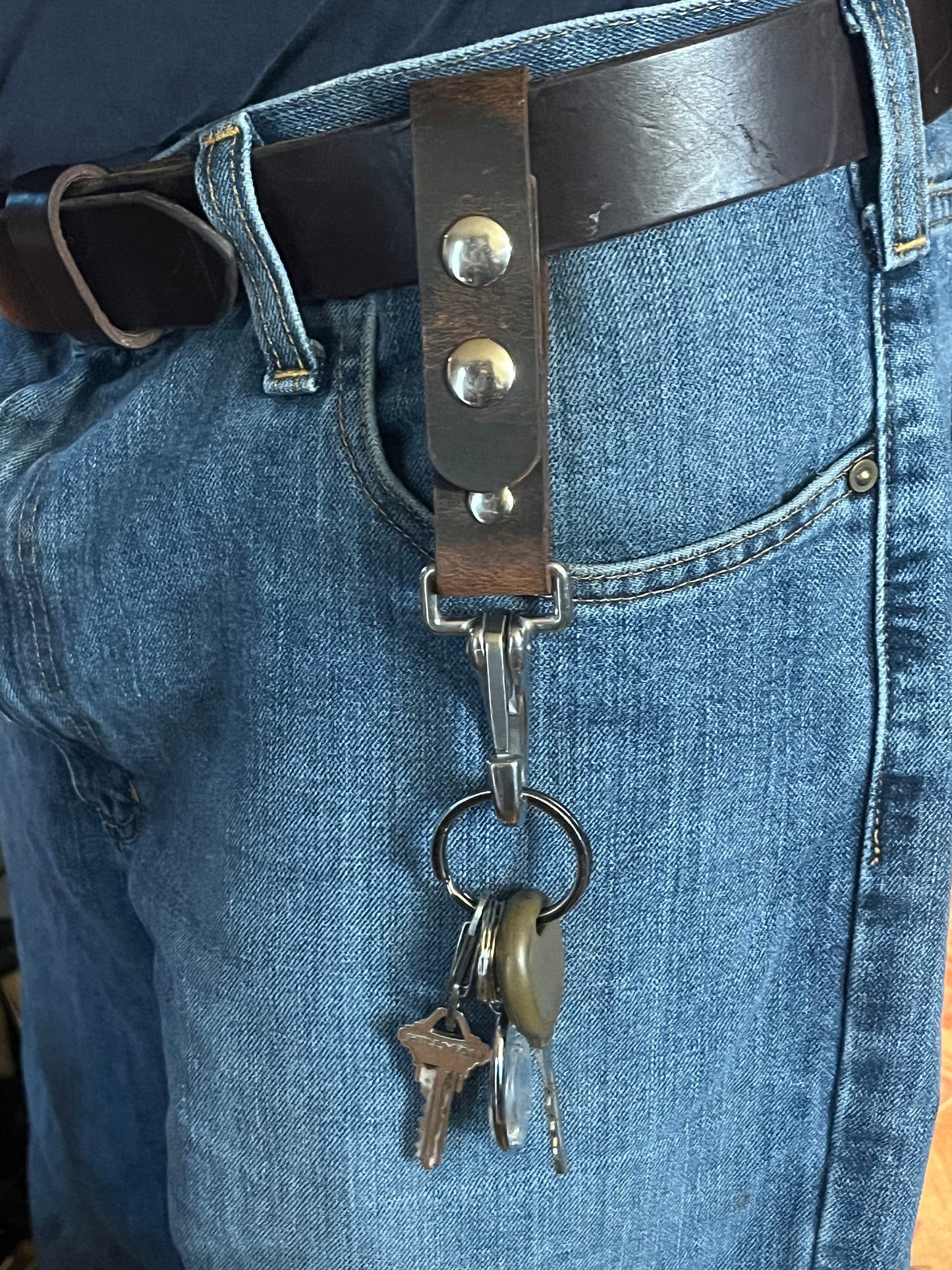 Handmade black leather accessory, utility belt, knife holder, tool holder, Full grain leather, keyholder, belt loop key chain,belt  dangler