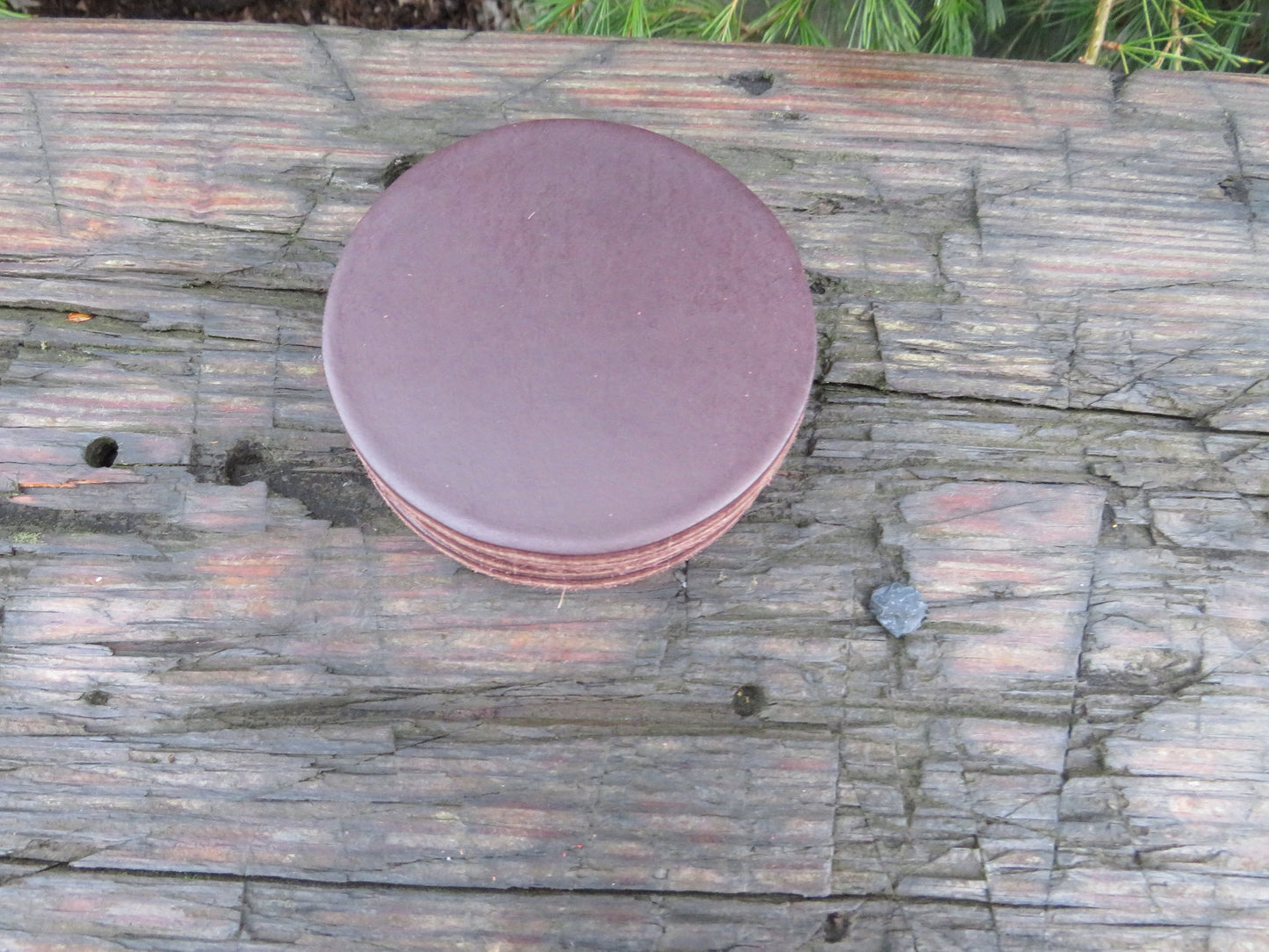 Ships today!! Set of 4 Full Grain veg tanned Leather coasters, Made from Bridle leather, finish them your way, or use them like this