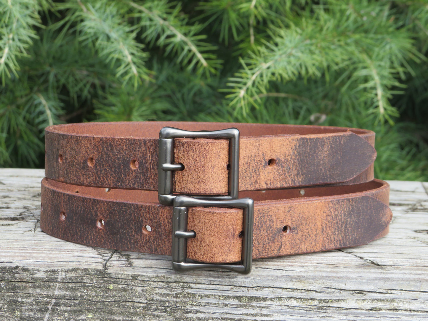 Pair of 1 inch Water Buffalo leather straps, leather edc, leather blanket straps,bedroll strap,camping strap,leather strap