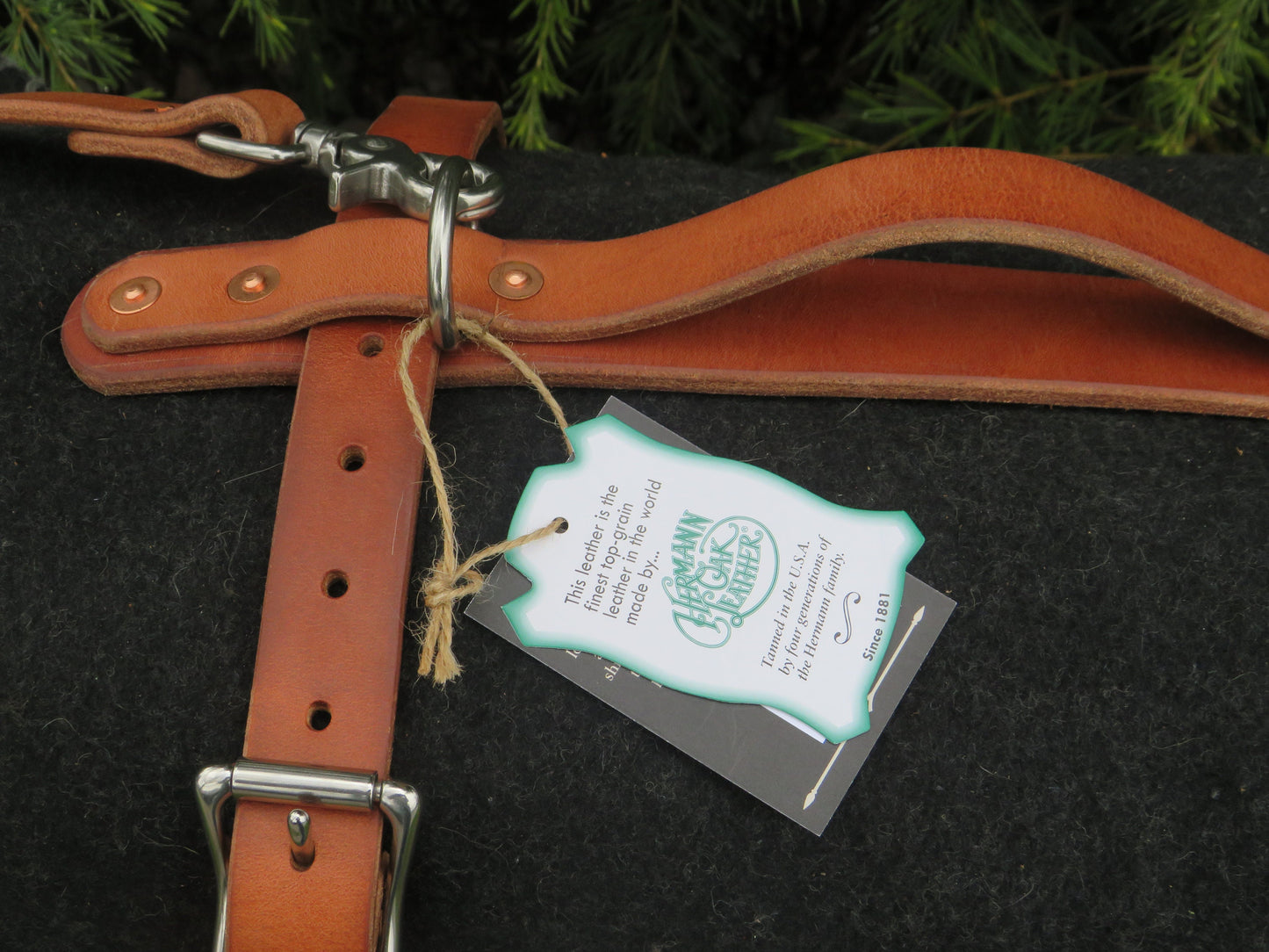 Ships Today Hand made Hermann Oak harness leather blanket carrier/ blanket harness/ leather bedroll, leather blanket straps/