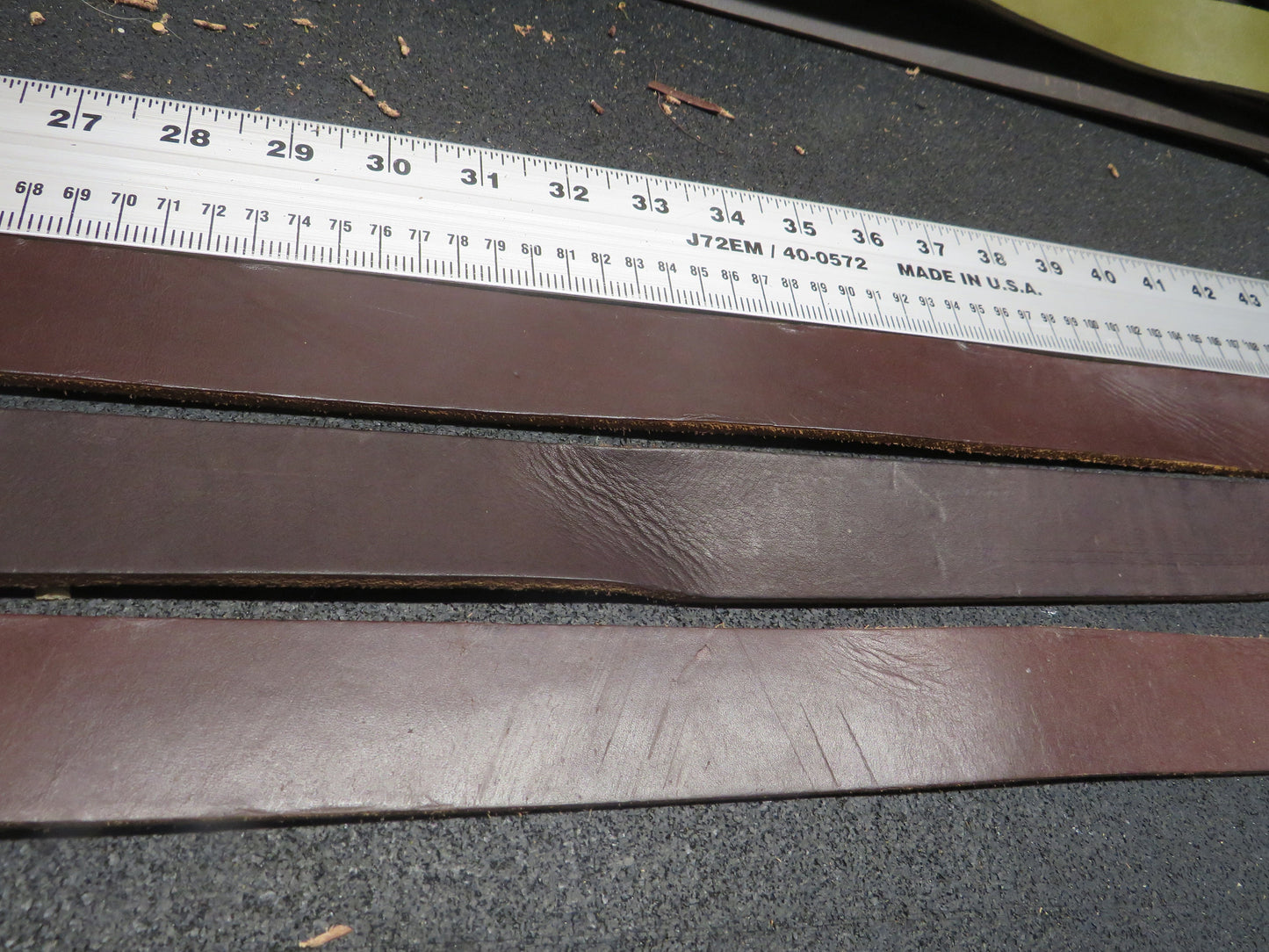 3  brown bridle Leather  straps, leather scrap, craft leather, 40-82 inches 1 1/2 inch wide,  DIY leather project