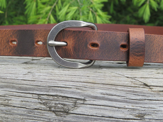 1 inch wide belt Narrow leather belt/ Womans Belt antique brass finish buckle belt/full grain brown leather men's belt,