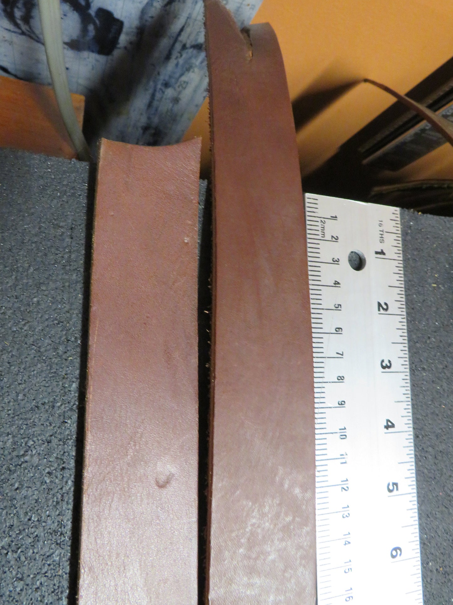 2 Medium bridle Leather  straps, leather scrap, craft leather, 7 feet 1 1/2 inch wide,  DIY leather project