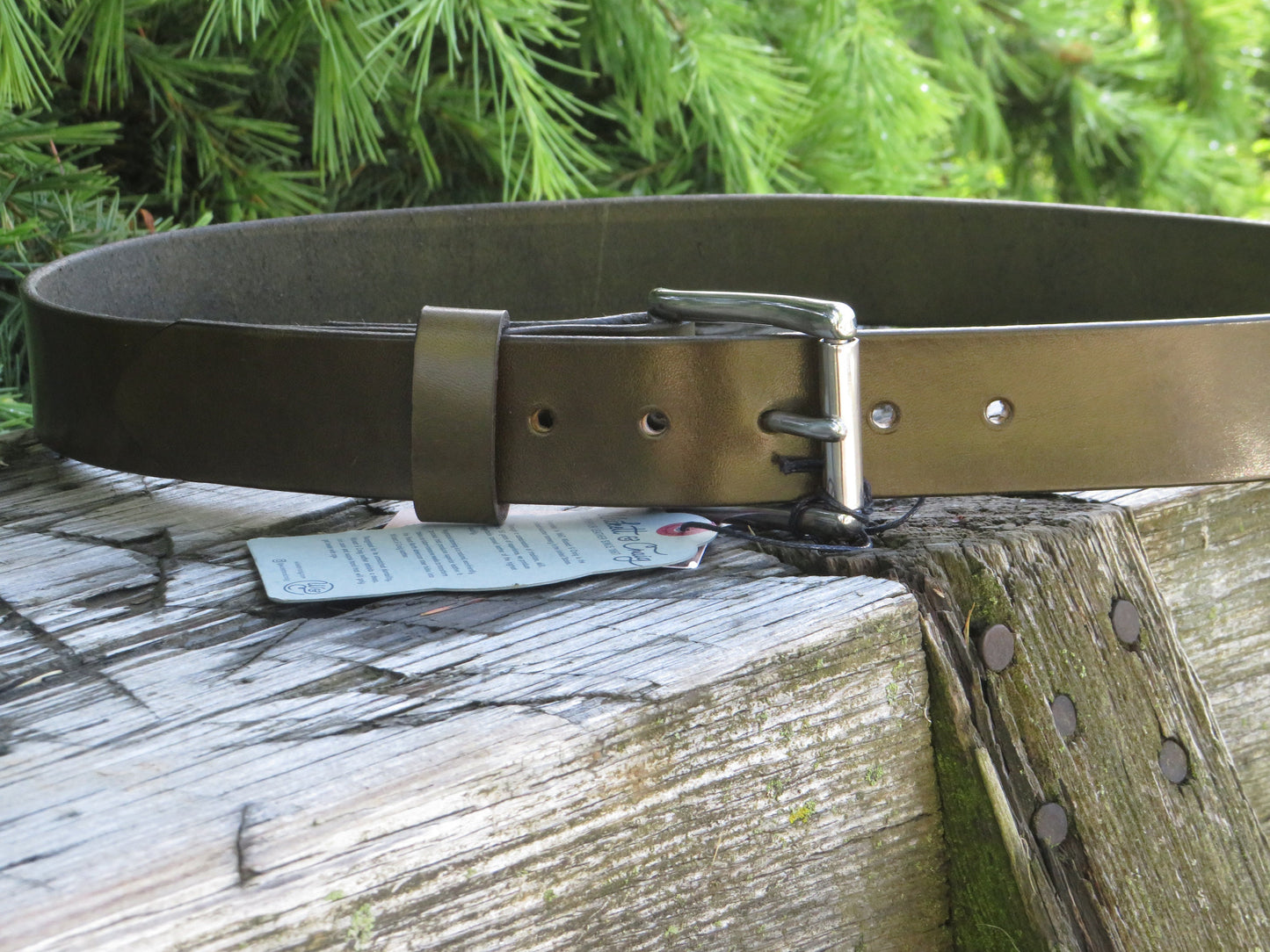 New Discounted size 34 inch waist Olive Green Wickett and Craig harness Leather belt,  casual belt  unisex leather belt, 37 belt Ships Today