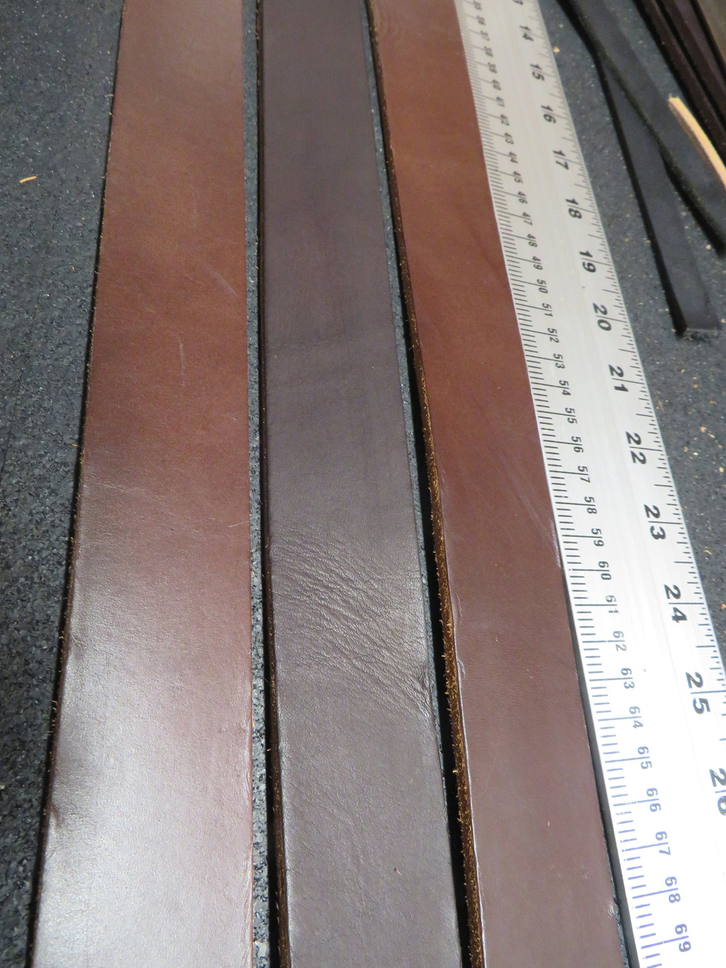 3  brown bridle Leather  straps, leather scrap, craft leather, 40-82 inches 1 1/2 inch wide,  DIY leather project