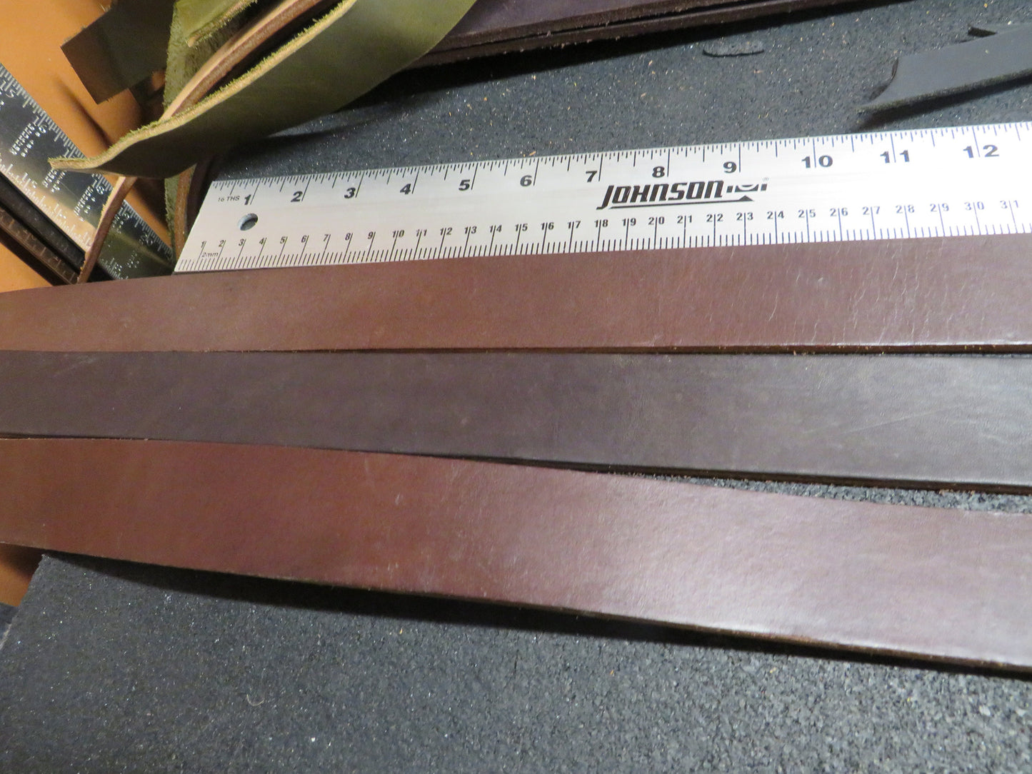 3  brown bridle Leather  straps, leather scrap, craft leather, 40-82 inches 1 1/2 inch wide,  DIY leather project