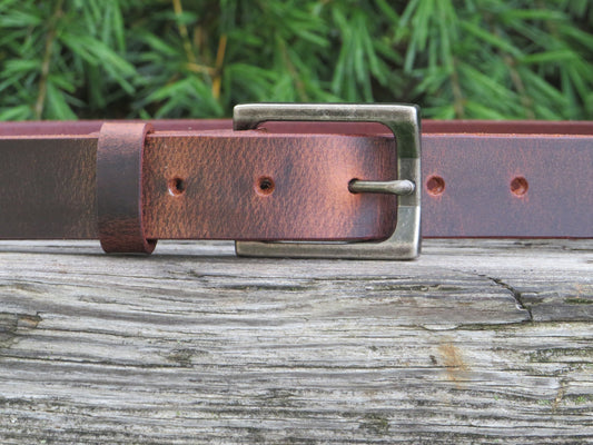 Mens Casual Vintage look Custom Handmade Belt Crazy Horse Water Buffalo Made in USA 1 1/4" wide