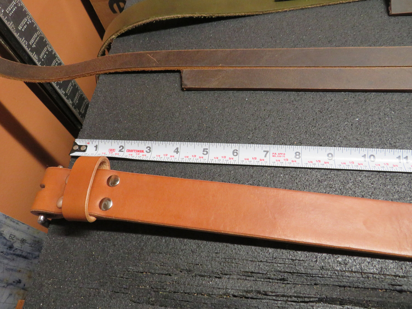 Discounted 40 inch waist harness leather belt, thick leather belt,  Made in US with US hides 43 belt, leather work belt