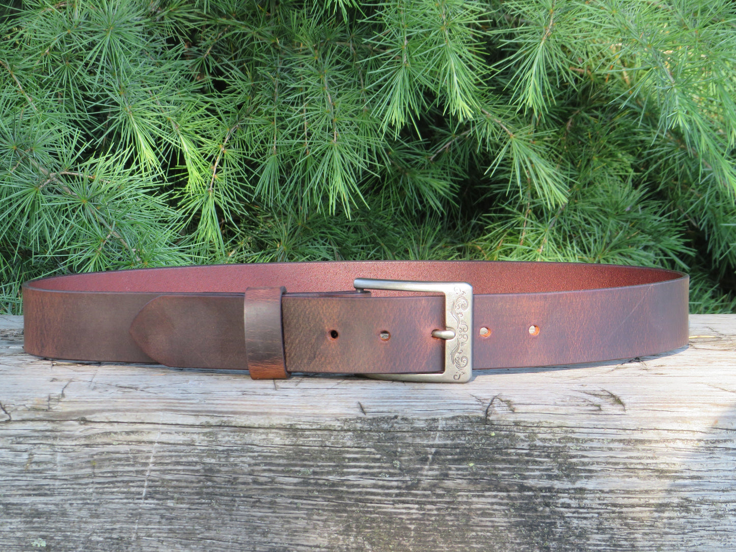 Customized Men's Leather Belt - Monogrammed Full Grain Crazy Horse Water Buffalo, Rustic Design