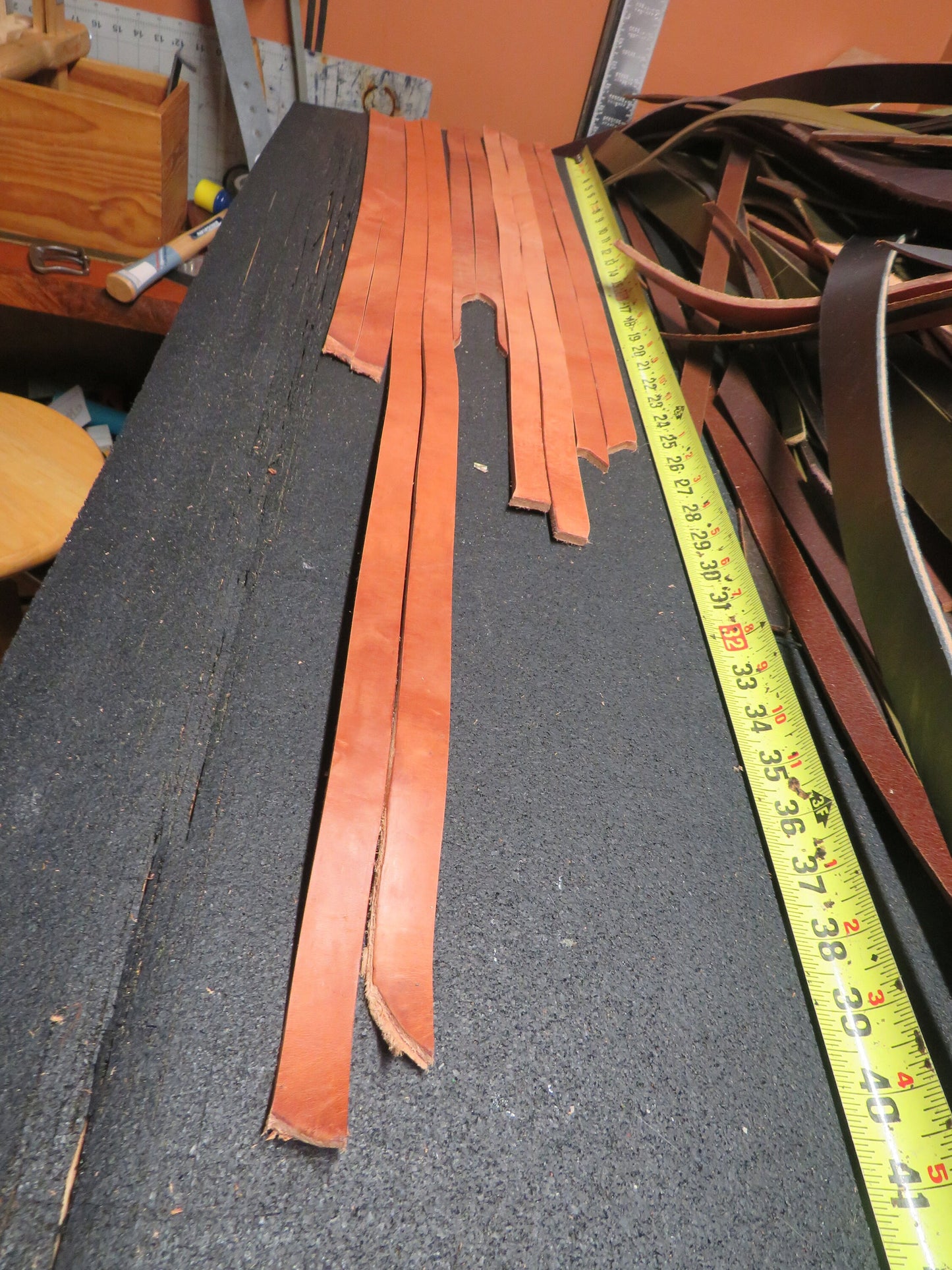 10 Hermann Oak harness leather straps 18-36 inch in length and  over an 1/8" thick & 3/4" wide, leather DIY leather project,leather straps