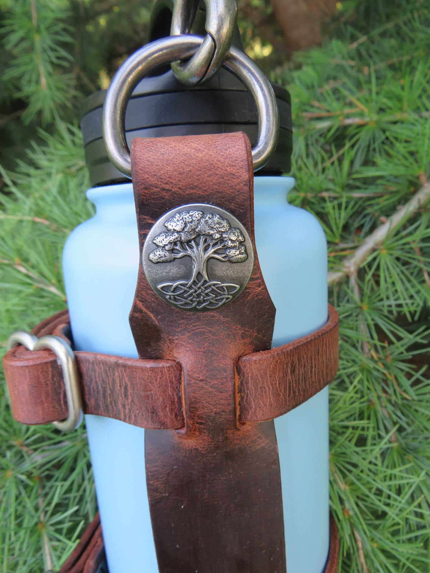 Ships Today Water Bottle Carrier Adjustable leather water bottle carrier with shoulder strap Leather Water Bottle Carrier