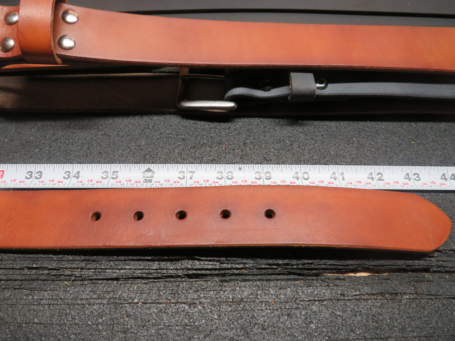 Discounted 34 inch waist harness leather belt, thick leather belt,  Made in US with US hides 37 belt, leather work belt