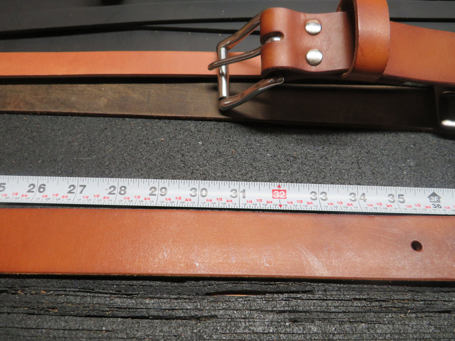 Discounted 34 inch waist harness leather belt, thick leather belt,  Made in US with US hides 37 belt, leather work belt