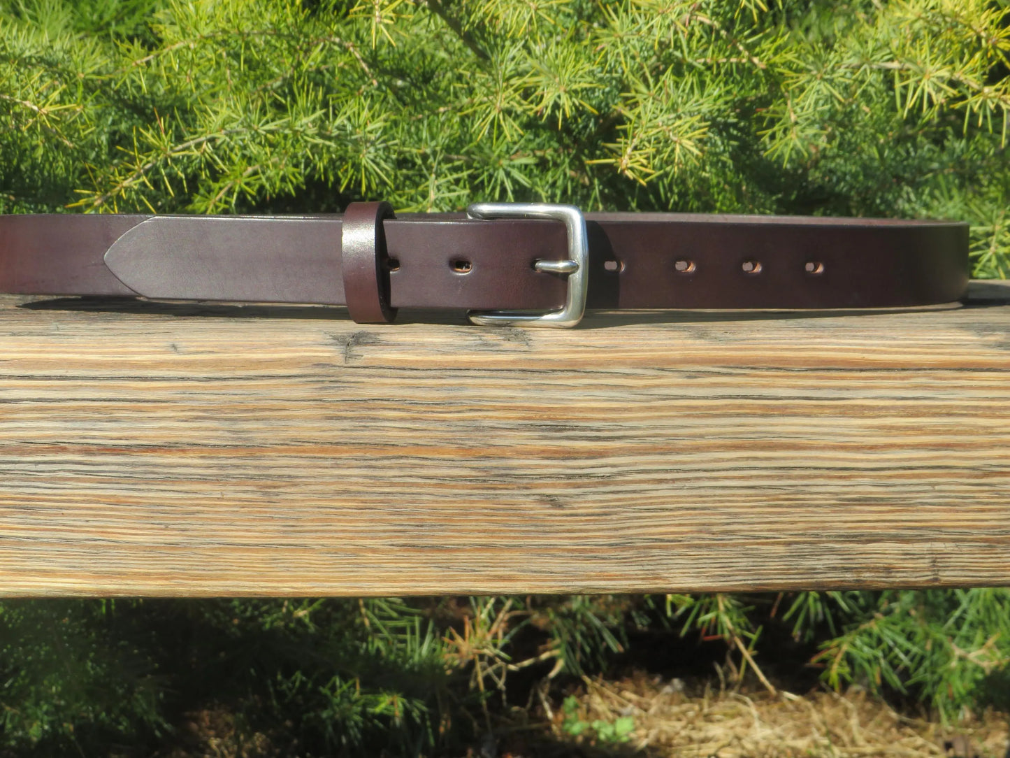 1 1/4" wide Dark brown Bridle Leather belt