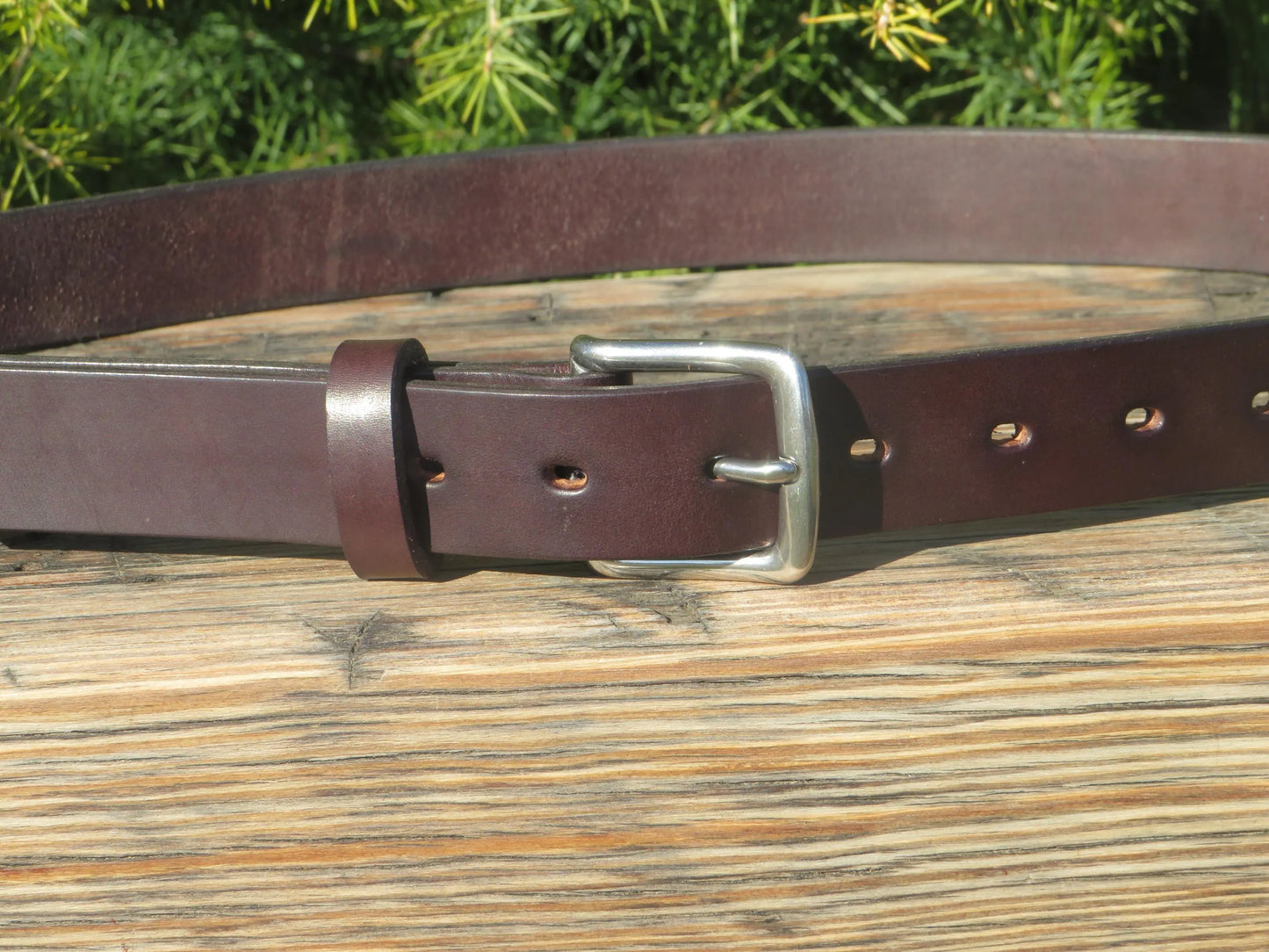 1 1/4" wide Dark brown Bridle Leather belt