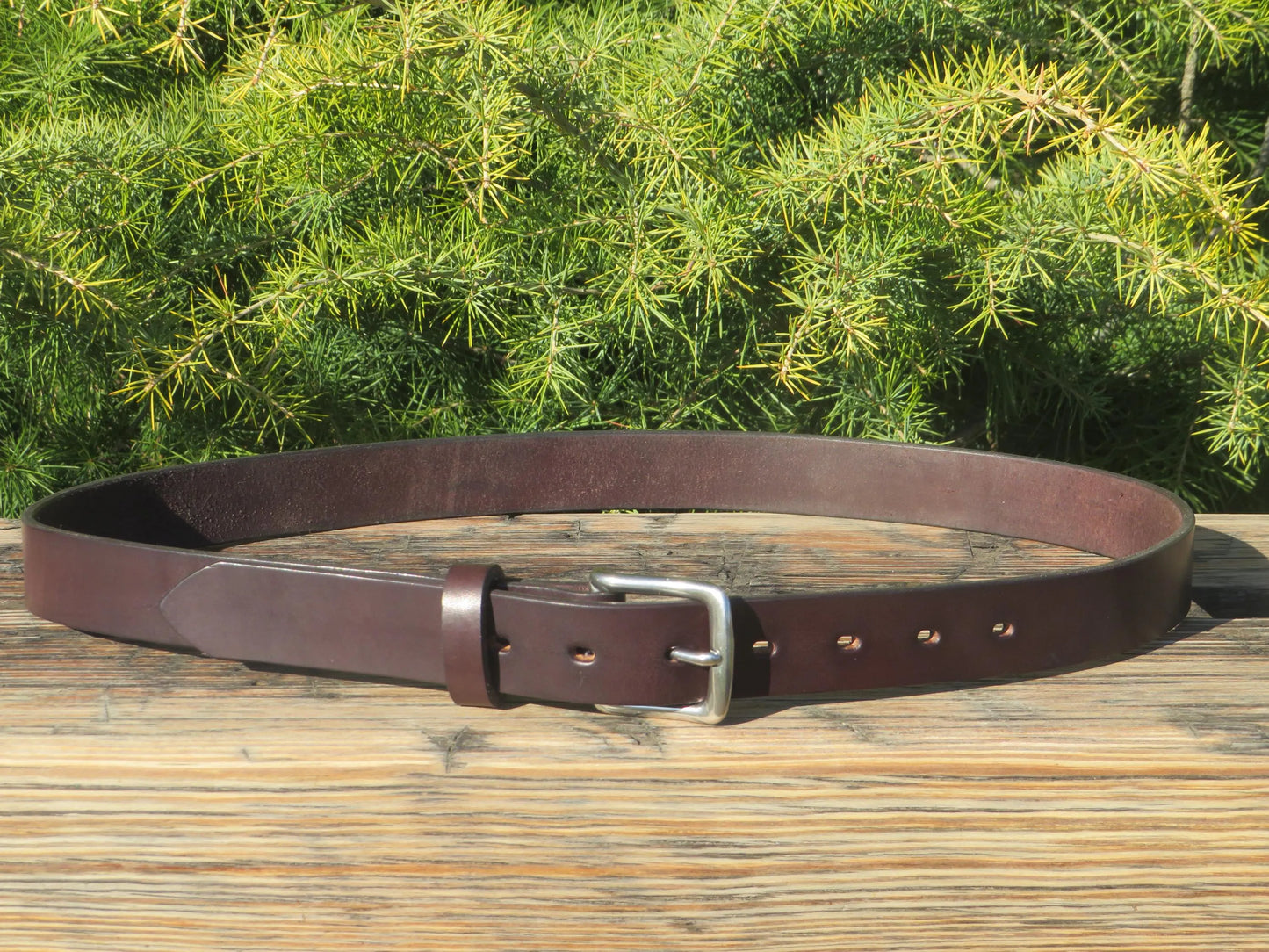 1 1/4" wide Dark brown Bridle Leather belt