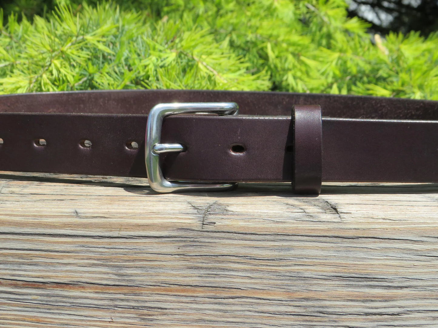 1 1/4" wide Dark brown Bridle Leather belt