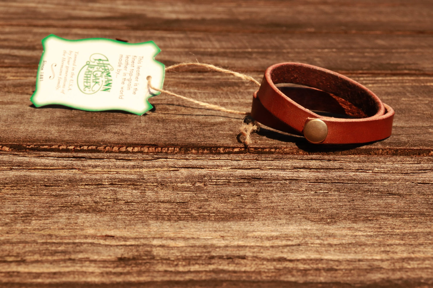 Hermann Oak top grain latigo leather wrap  bracelet- made from belt scraps, remnants, blank bracelet 16 inches