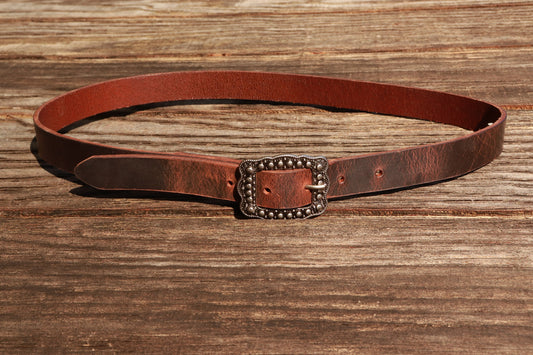 1 inch wide belt  Narrow leather belt/ Womans Belt berry buckle belt/full grain brown leather womans belt,