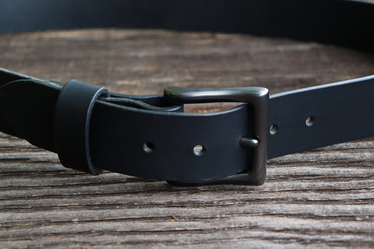 1 1/2" Black leather belt/ Water Buffalo leather/ belts made in USA/Custom Handmade leather belt/ Casual Belt/ full grain leather belt
