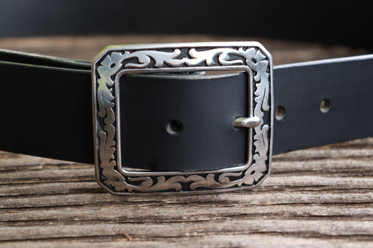 Casual Vintage look Custom Handmade Belt Black Water Buffalo leather/engraved leather belt /Full Grain leather