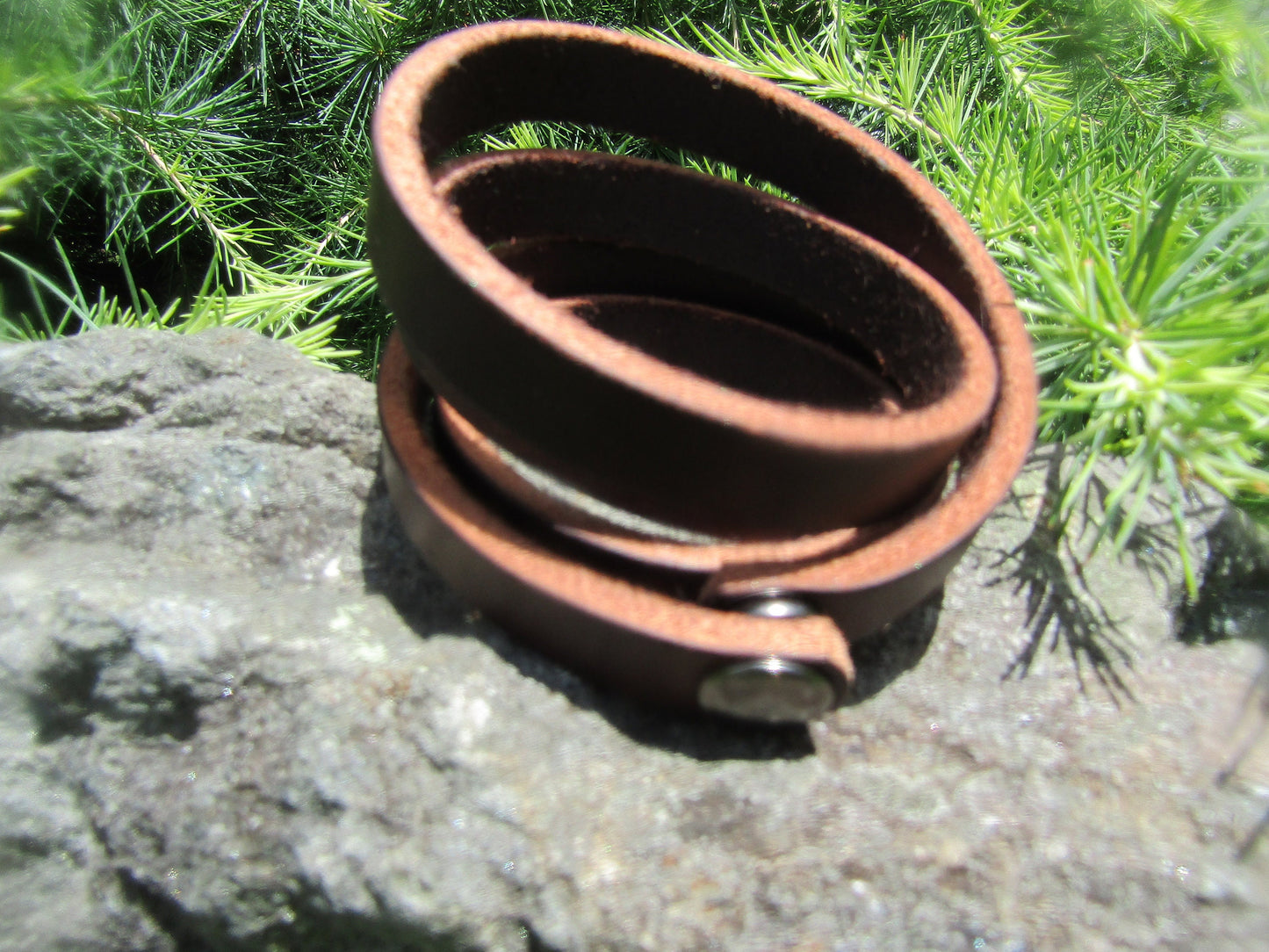 Hermann Oak full grain latigo leather wrap  bracelet- made from belt remnants, blank bracelet