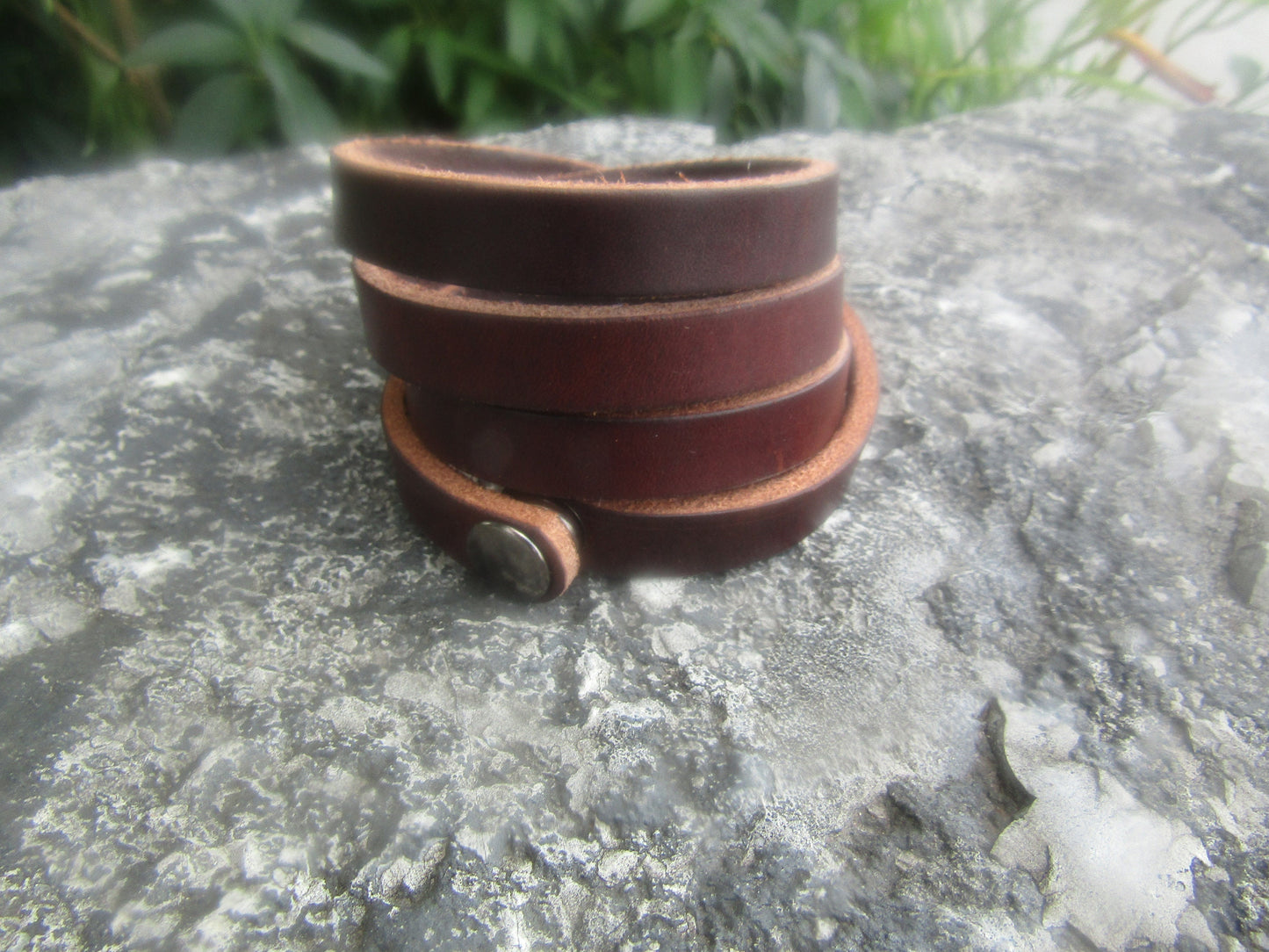 Hermann Oak full grain latigo leather wrap  bracelet- made from belt remnants, blank bracelet