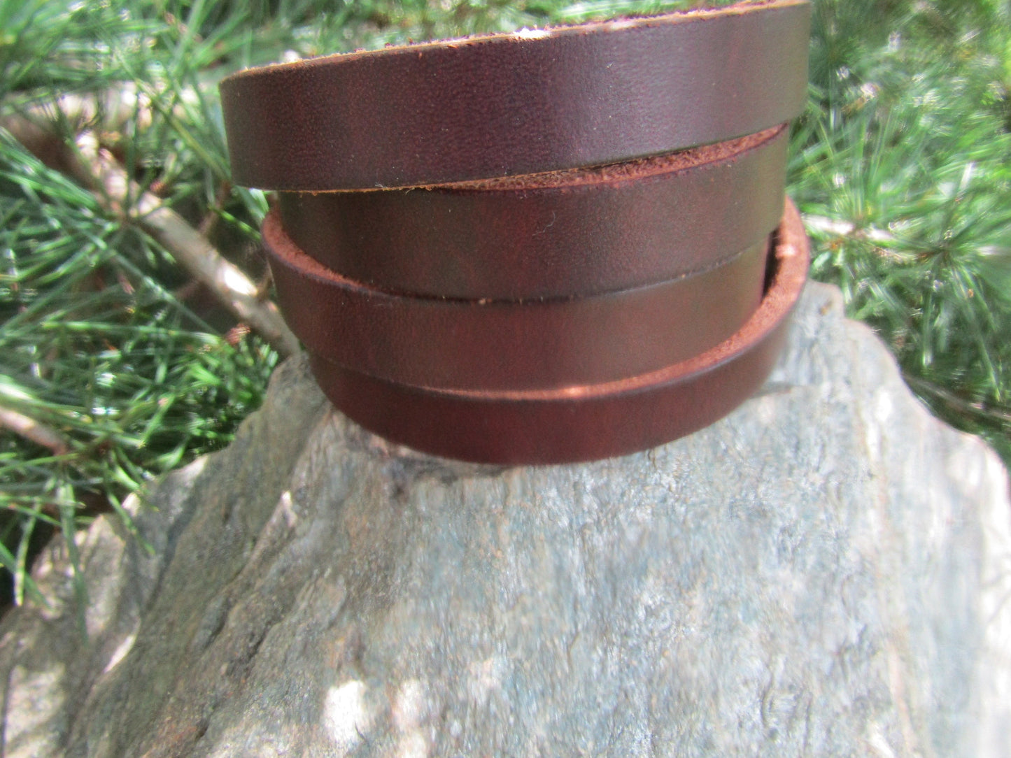 Hermann Oak full grain latigo leather wrap  bracelet- made from belt remnants, blank bracelet