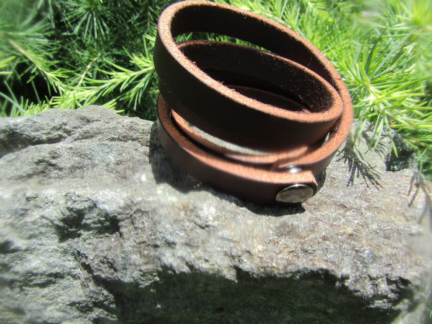 Hermann Oak full grain latigo leather wrap  bracelet- made from belt remnants, blank bracelet