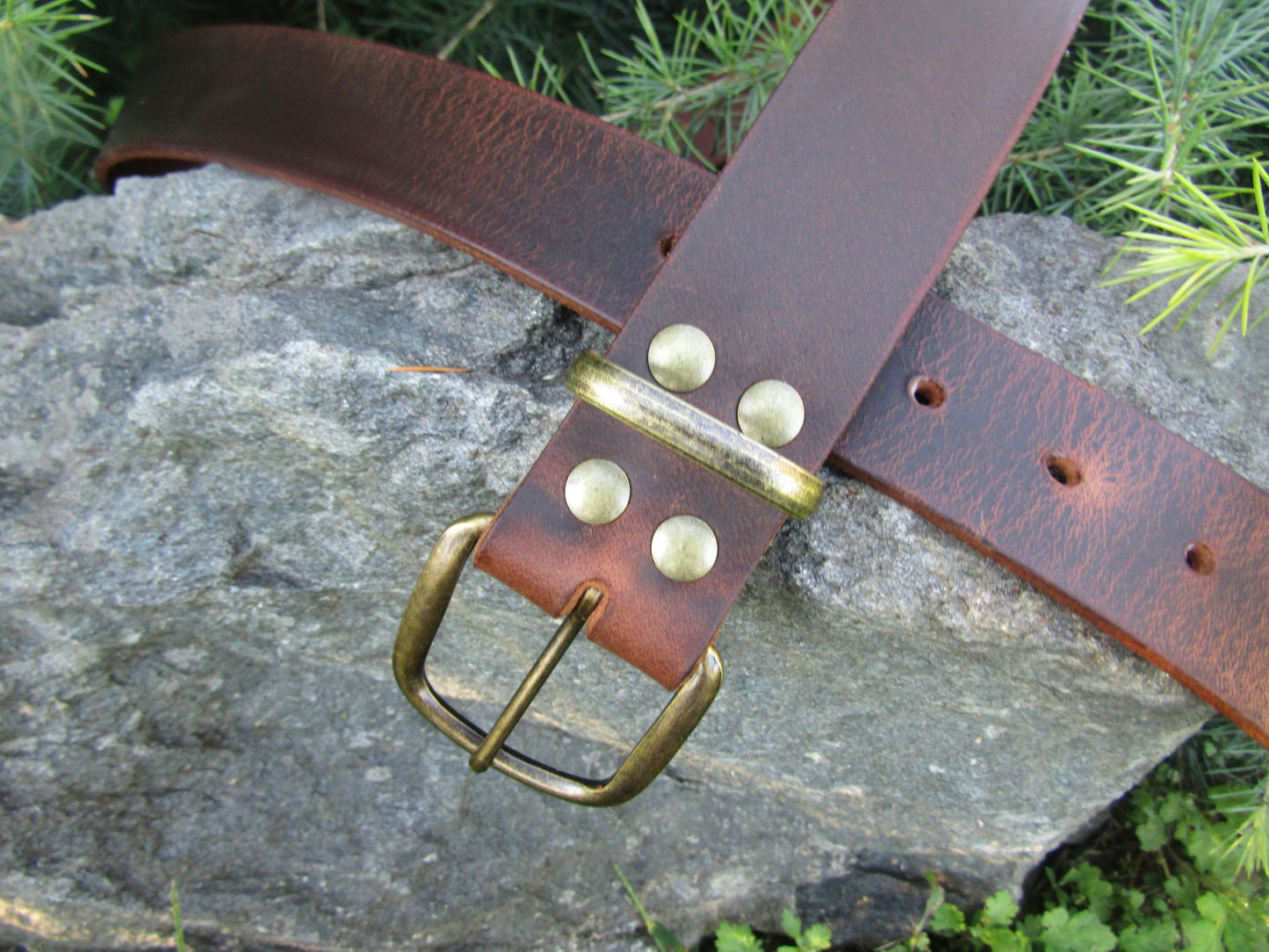 Mens Casual Vintage look Custom Handmade Belt Crazy Horse Water Buffalo leather/Rustic leather belt / antique brass/full grain leather belt