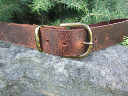 Mens Casual Vintage look Custom Handmade Belt Crazy Horse Water Buffalo leather/Rustic leather belt / antique brass/full grain leather belt