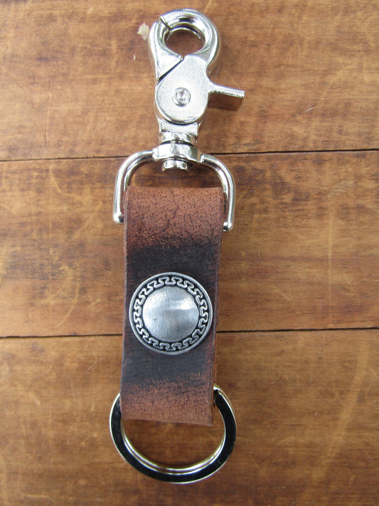 Handmade Crazy Horse Water Buffalo Full Grain Leather keychain Jeremiah Watt hardware