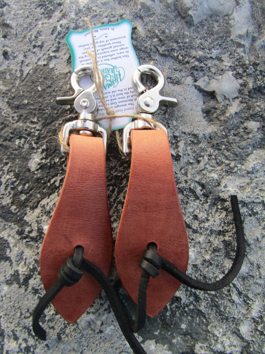 Hermann Oak harness  leather slobber straps, Western bridle, leather water loops leather reins  with snaps