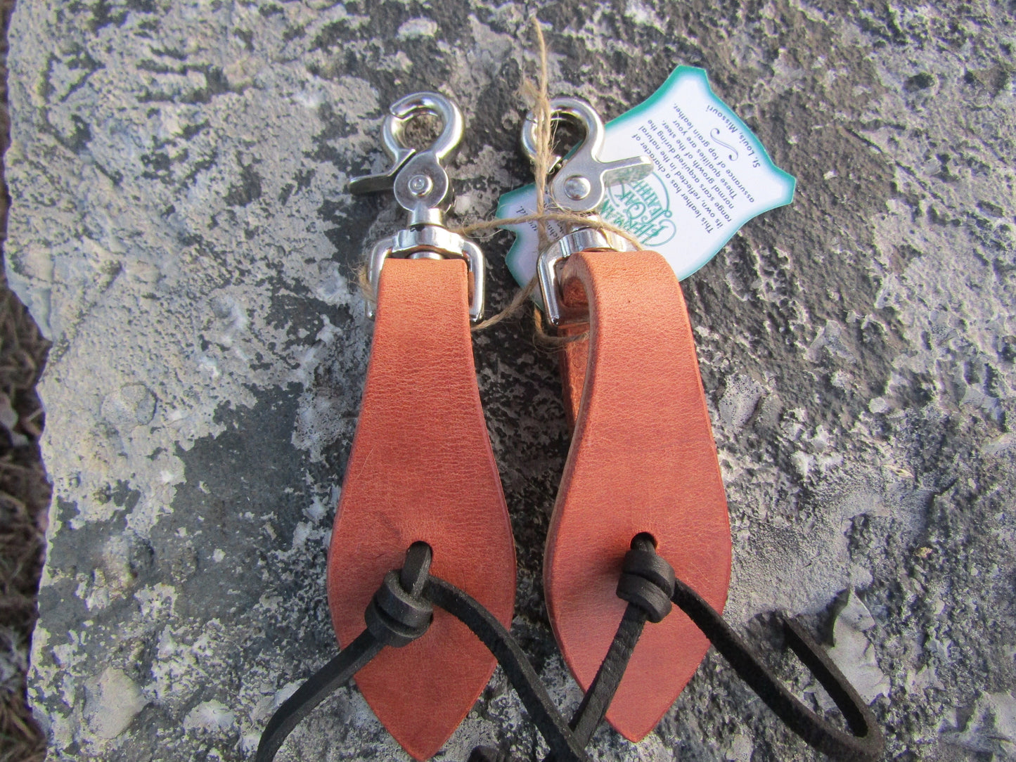 Hermann Oak harness  leather slobber straps, Western bridle, leather water loops leather reins  with snaps