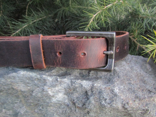 Mens Casual Vintage look Custom Handmade Belt Crazy Horse Water Buffalo Made in USA 1 1/4" wide