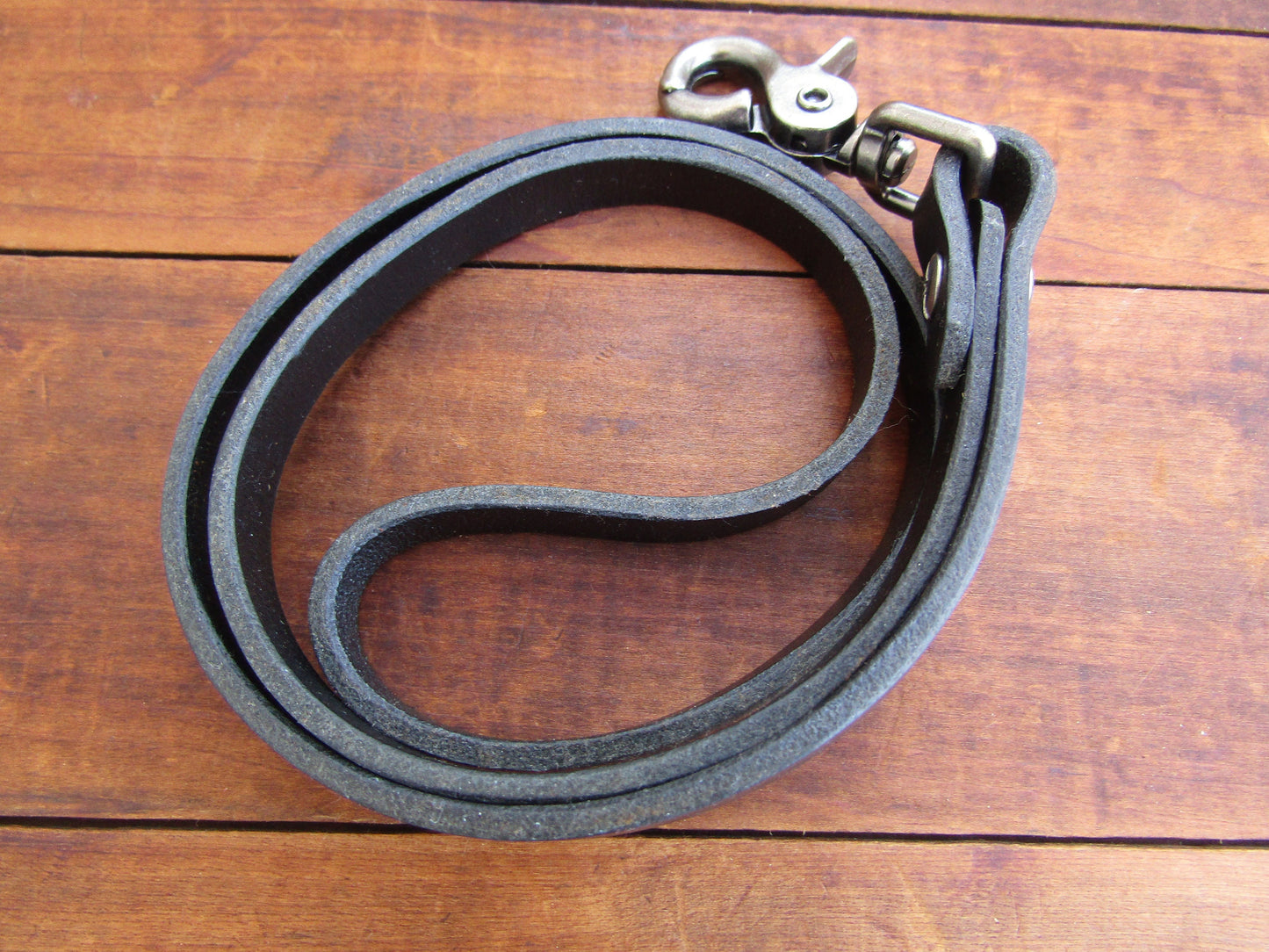 Black Water Buffalo leather lanyard ,1/2" wide full grain leather lanyard, veg tanned leather lanyard