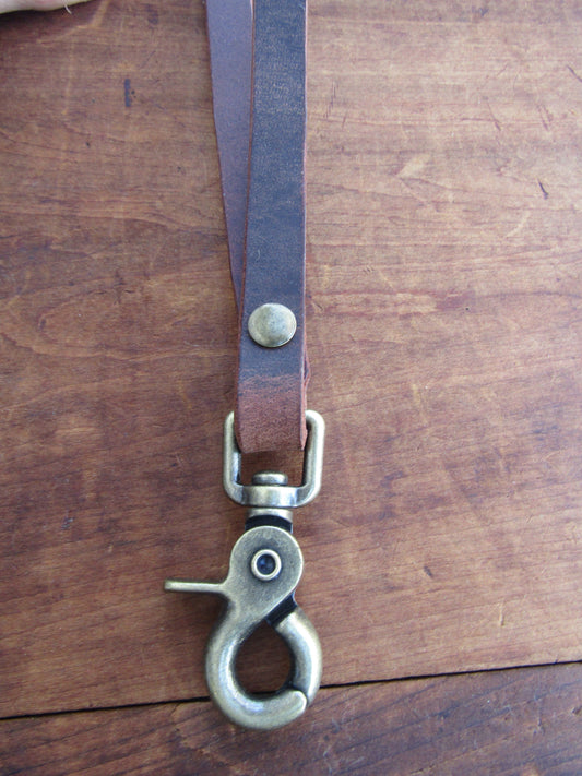 Crazy Horse water buffalo belt remnant now a leather lanyard 1/2" wide top grain leather lanyard