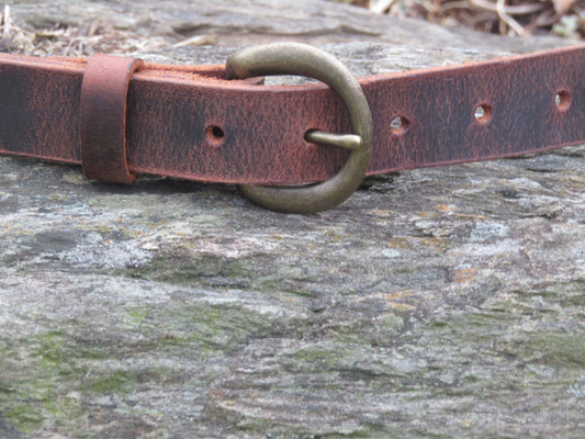 1 inch wide full grain brown leather belt, womans leather belt , mens leather belt , Crazy Horse Water Buffalo leather.