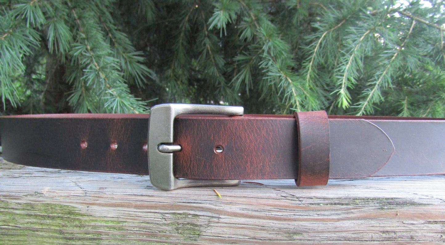 1 1/2" Custom Handcrafted leather belt, full grain leather belt,Made in USA, Unisex leather belt, Water Buffalo leather belt, vintage look