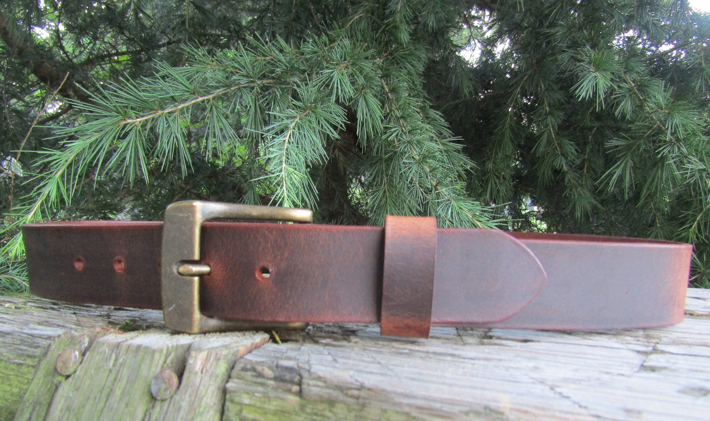 1 1/2" Custom Handcrafted leather belt, full grain leather belt,Made in USA, Unisex leather belt, Water Buffalo leather belt, vintage look