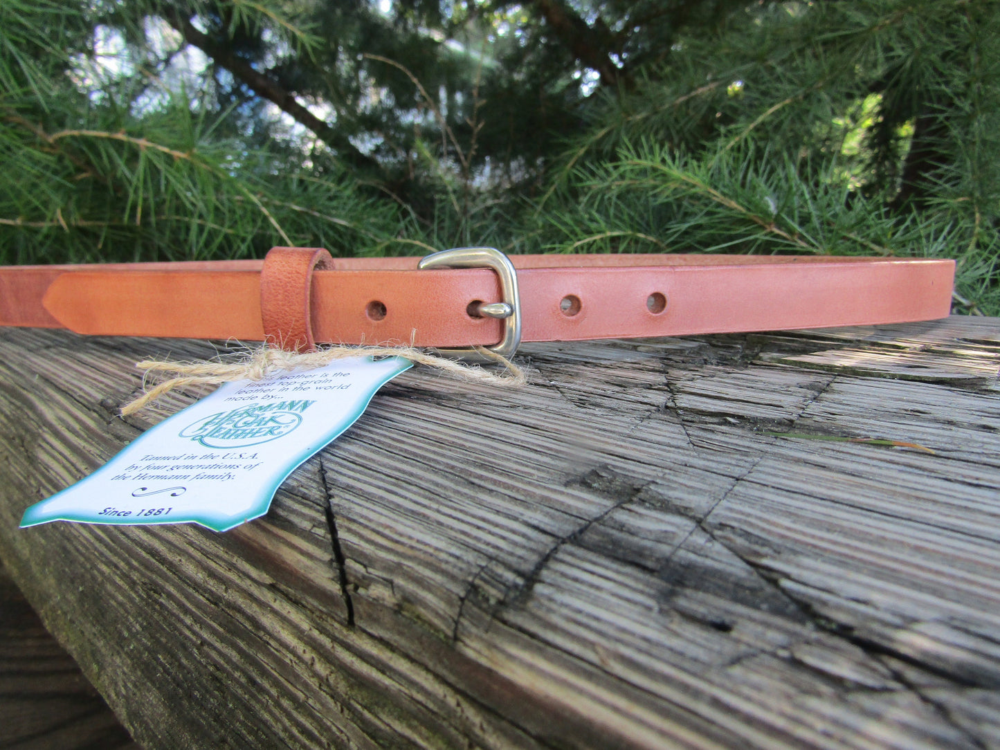 3/4" wide leather belt / Hermann Oak Harness Leather narrow casual belt/ Made in USA with US hides/ Skinny leather belt