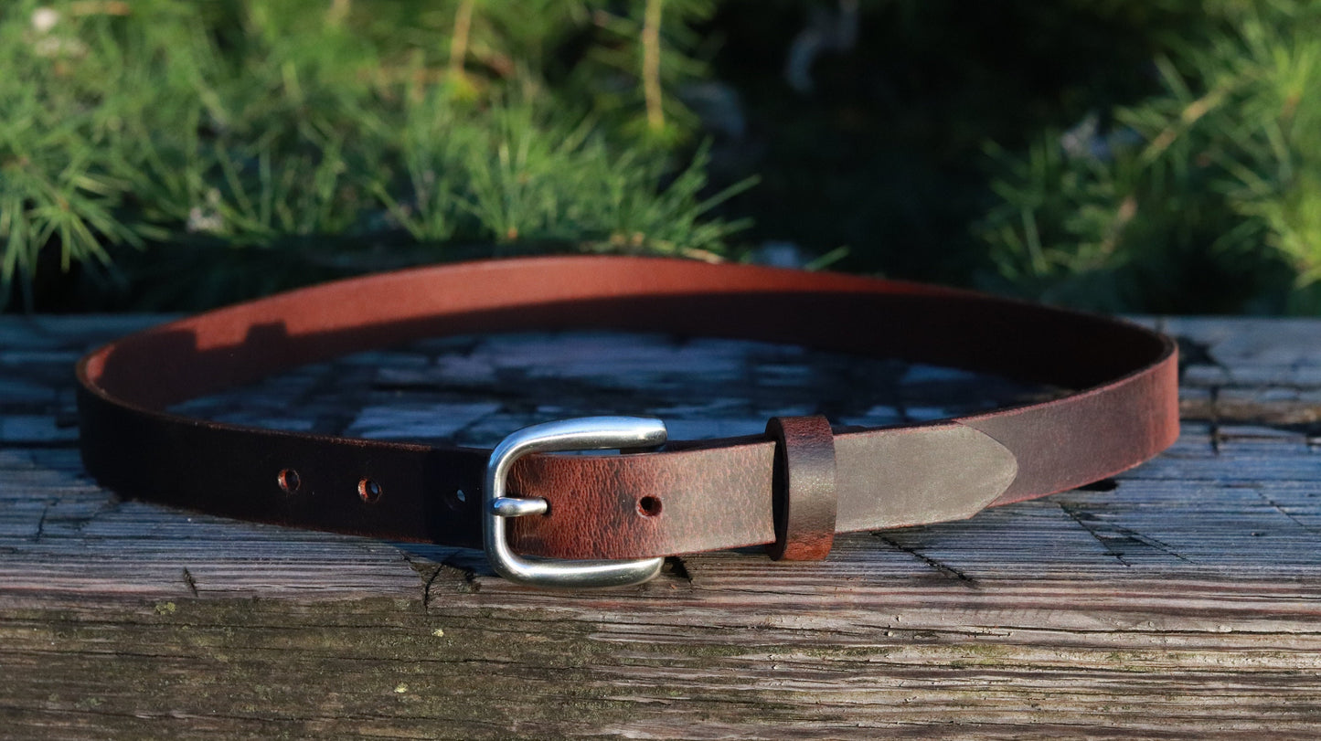 1 inch wide belt Narrow leather belt/ Womans leather belt, stainless steel buckle belt,full grain brown, leather men's leather belt,