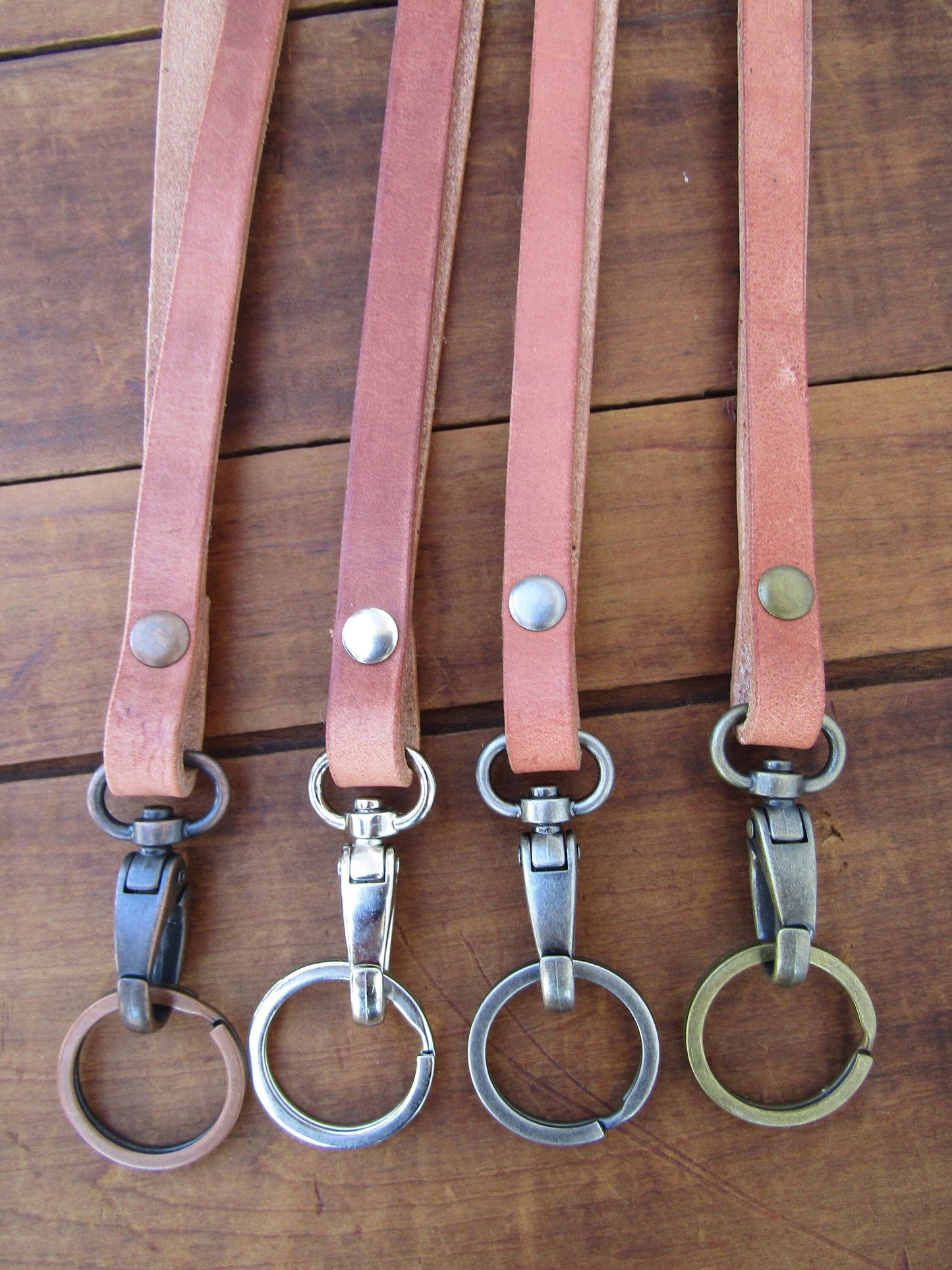 Hermann Oak harness leather lanyard, Made in USA, leather made in USA, hand made lanyard, custom made leather lanyard.