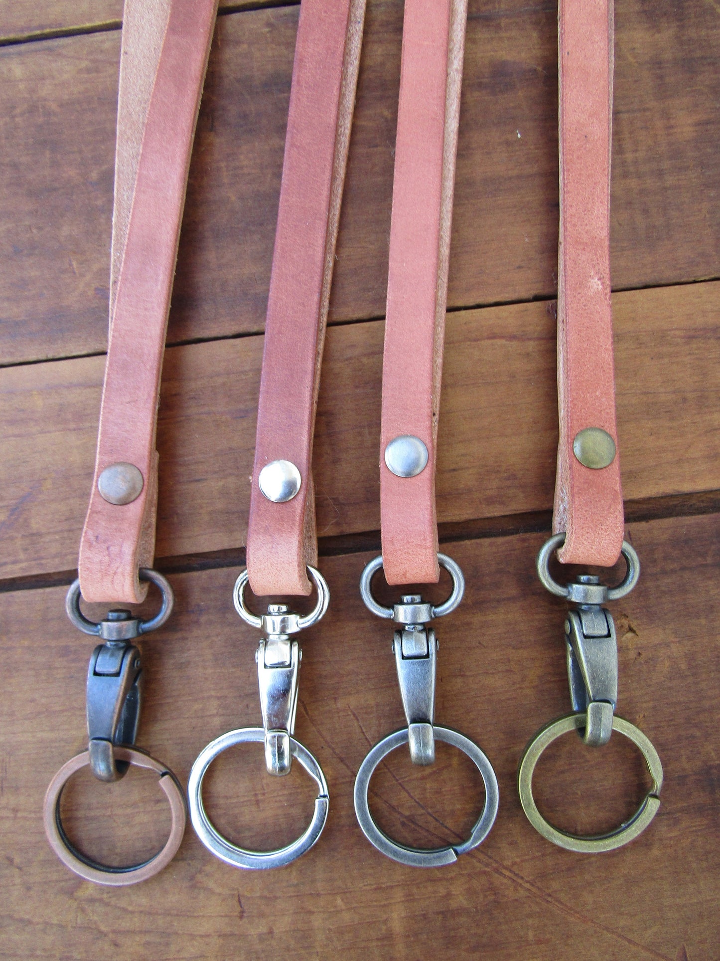 Hermann Oak harness leather lanyard, Made in USA, leather made in USA, hand made lanyard, custom made leather lanyard.