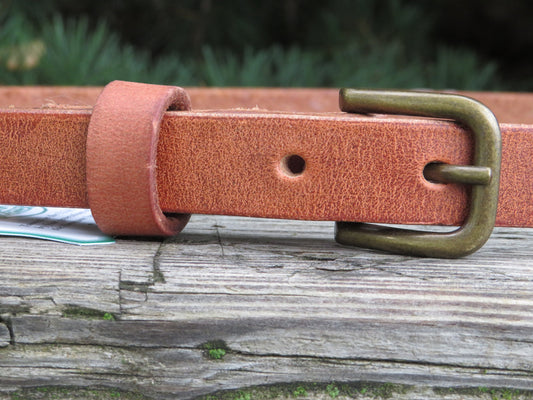 3/4" wide leather belt Hermann Oak Harness Leather belt narrow leather belt casual leather belt Skinny leather belt Made in USA leather belt