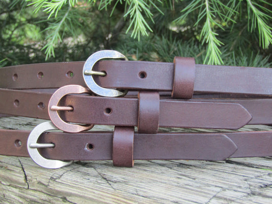 Skinny Leather 3/4” Full Grain leather Belt Hand-made Womens, teen gir – M  & W Leather