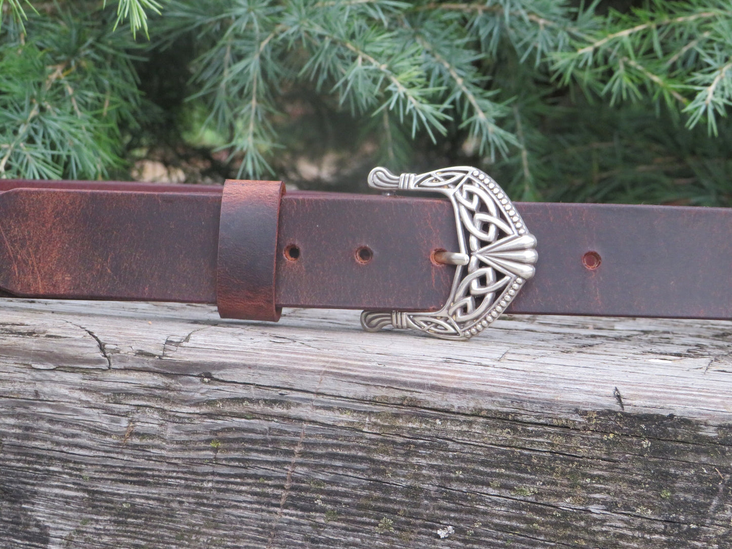 Celtic buckle Casual Vintage look Custom Handmade Belt Crazy Horse Water Buffalo Made in USA Rustic men's leather belt womans leather belt