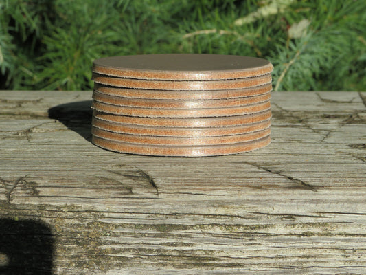 Ships today!! Set of 9 Full Grain Gray Leather coasters, finish them your way, or use them like this