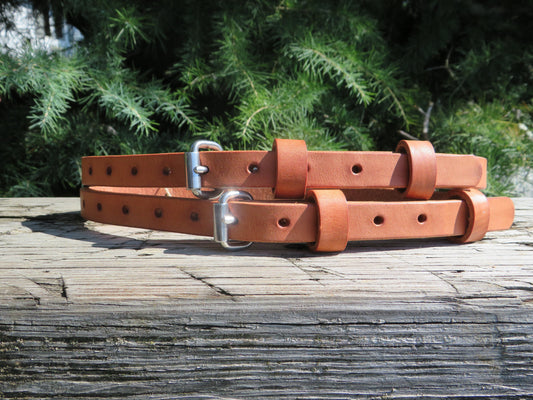 Large Pair of Hermann Oak harness leather straps, leather edc straps, leather utility straps, bedroll straps, camping straps, leather straps